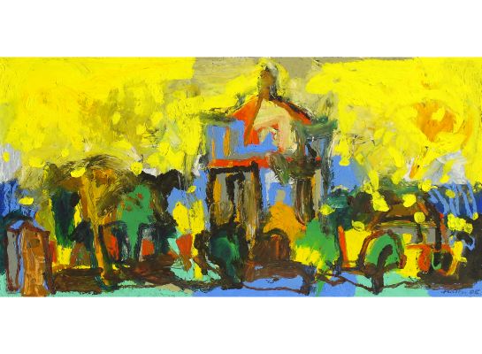 Wangen/Mühlhausen, 2004/2005 - Übermalter Druck - 25 x 50 cm